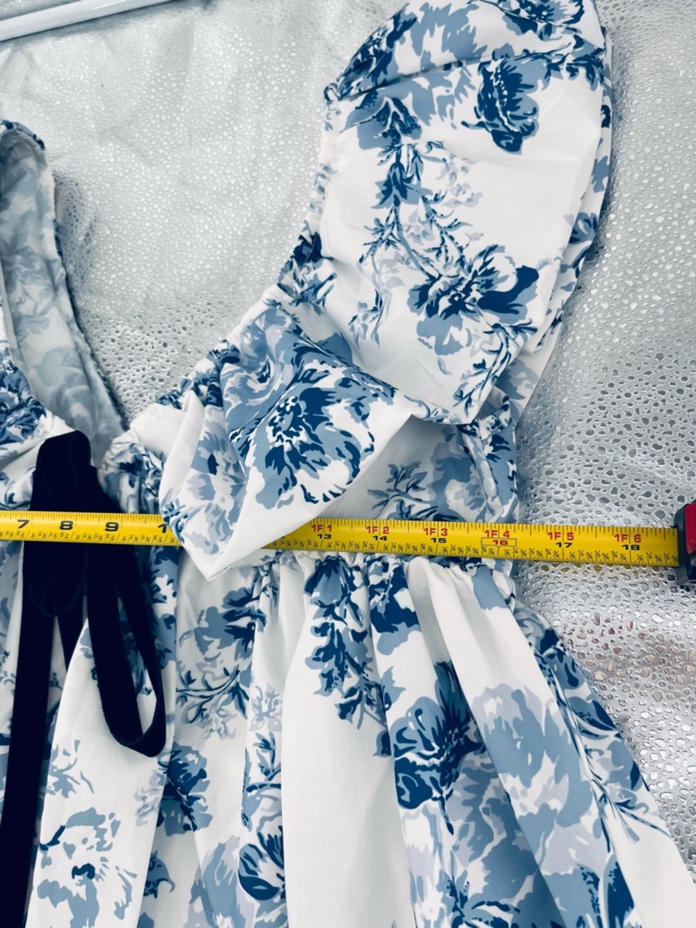 Floral Print Ruffle Shoulder Babydoll Boho Cottagecore Tunic Dress Size M - Picture 11 of 13